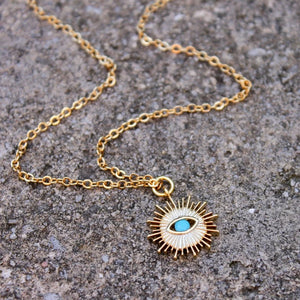 Evil Eye Sunburst Turquoise Necklace