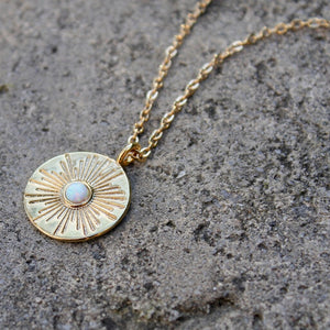 Opal Gold Disc Necklace