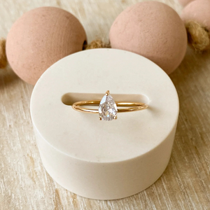 Pear Solitaire Ring