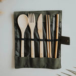 Load image into Gallery viewer, Travel Bamboo Utensil Set
